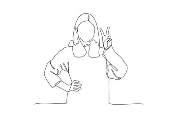 One continuous line drawing of Happy positive people with hands, fingers. Love, support, solidarity, ok expressions concept. Doodle vector illustration in simple linear style. 