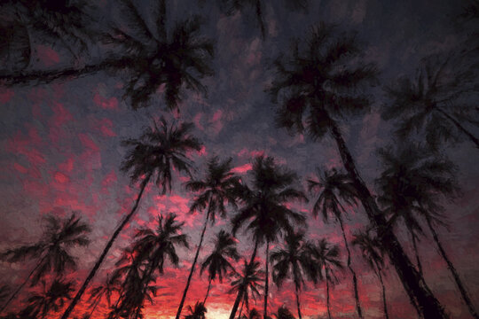 Sunrise At Puuhonua O Hnaunau National Historical Park, Place Of Refuge; Kona, Island Of Hawaii, Hawaii, United States Of America