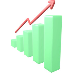 3D Business graph with arrow and target