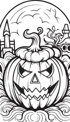 Halloween cartoon coloring illustration kid childern vector  image
