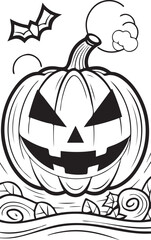 Halloween cartoon coloring illustration kid childern vector  image