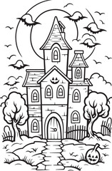 Halloween cartoon coloring illustration kid childern vector  image