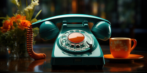 A classic phone on the table