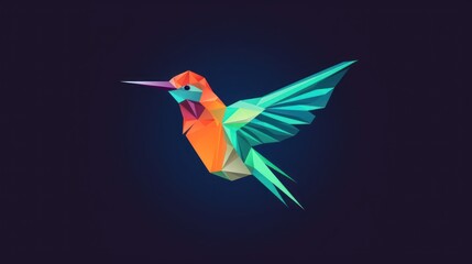 Colorful unique hummingbirds logo design template