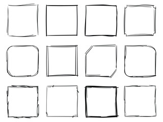 Hand drawn sketch frame vector. Simple doodle rectangle frame border shape