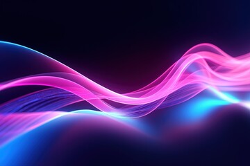 Fototapeta premium abstract futuristic background with pink blue glowing neon moving high speed wave lines and bokeh lights. Data transfer concept Fantastic wallpaper
