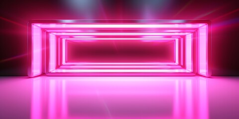 Neon lighting geometry with copy space background