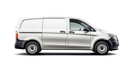 side view of white van on white background great for mockup and concepts.  generative AI