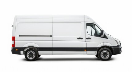 side view of white van on white background great for mockup and concepts.  generative AI