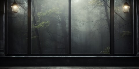 Dark atmosphere window with copy space background