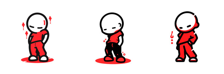 Cool-down set of vector icons in minimalistic, black and red line work, japan web, icons pack