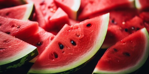 Close-up of sliced watermelon with copy space background