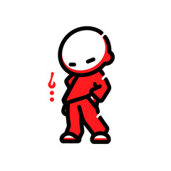 Cool-down vector icon in minimalistic, black and red line work, japan web
