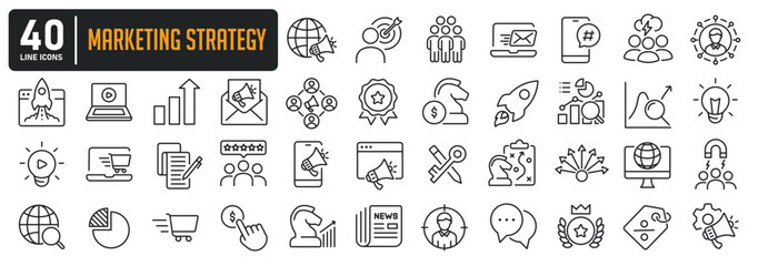 Fototapeta na wymiar Marketing strategy line icons. Editable stroke. For website marketing design, logo, app, template, ui, etc. Vector illustration.
