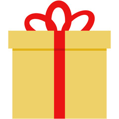 gift box with red ribbon, present element, flat design, vector illustration 