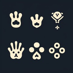 Fototapeta premium Pet Icons: Icons depicting a paw print, bone, and cat symbolizing pets and animals.Generated with AI