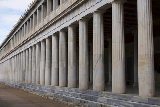 Stoa Of Attalos With Two Marble Colonnades; Athens, Attica, Greece