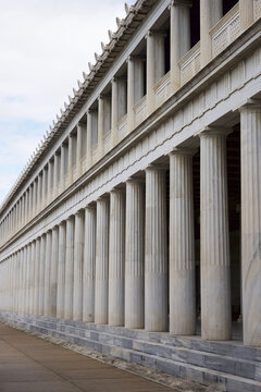 Two Marble Colonnades Of Stoa Of Attalos; Athens, Attica, Greece