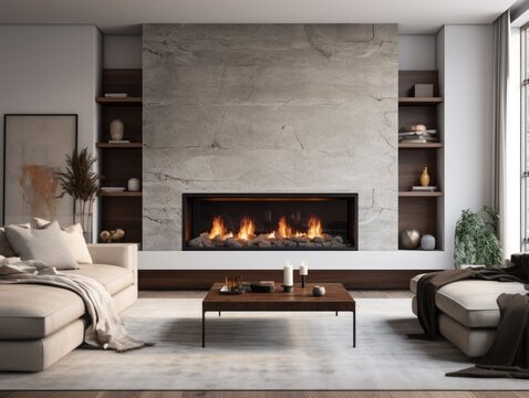 living room with fireplace