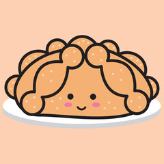 Smiling bread of the dead, kawaii illustration of man of the dead mexican food