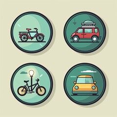 Fototapeta premium Transportation Icons: Icons of a car, bicycle, and traffic light denoting transportation themes.Generated with AI