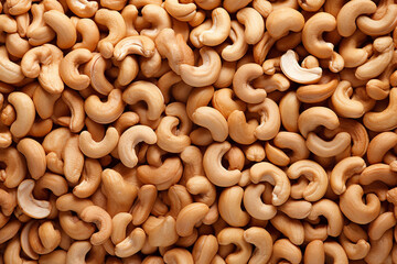 A background image of cashew nuts, cashews nuts pattern texture background, Generative AI