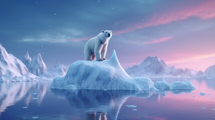 Obraz na płótnie Canvas Polar bear above an iceberg in the arctic ocean