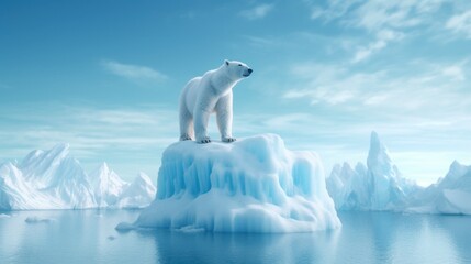 Polar bear above an iceberg in the arctic ocean - obrazy, fototapety, plakaty