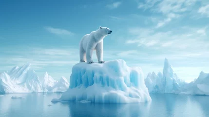 Gordijnen Polar bear above an iceberg in the arctic ocean © Beny