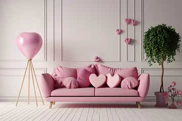 Foto op Plexiglas Valentine interior room have pink sofa and home decor for valentine's day, Generative AI  © Geetanjali