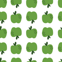 Print seamless pattern green apples