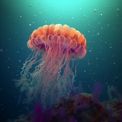 Fototapeta premium Beautiful jellyfish are looking for food