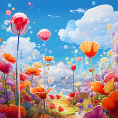  flowers with beautiful sky generative ai 