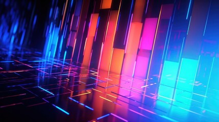 Abstract Futuristic Technology concept. Neon Tunnel