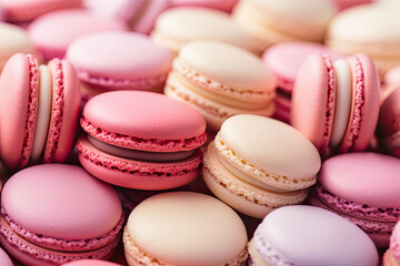 Obraz premium Close-up of a heap of macaroons of pastel colors