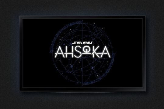 Ahsoka movie on TV screen. Petropavlovsk, Kazakhstan - September, 2023.