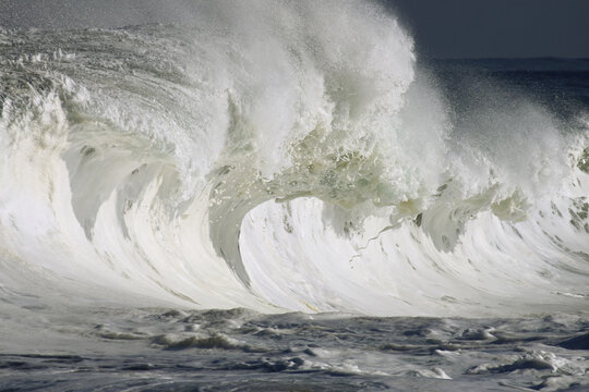 Hawaii, Oahu, Whitewash Of Large Powerful Wave On Northshore.
