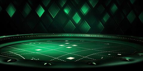A green casino table with a diamond pattern