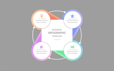 A circular pattern of business infographics to illustrate the steps and circulatory system templates