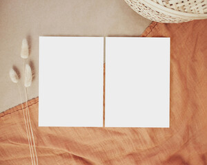 Top View Blank Paper for Flyer and Invitation Mockup