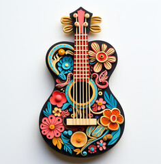 American-Themed Guitar With Wooden Wall Art Design 