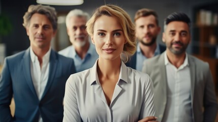 Fototapeta premium Team of Professionals, Diverse Business People Smiling with Confidence at workplace.