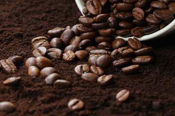 Coffee beans and ground coffee