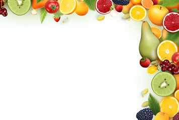 white banner design with fruit background. AI Generated Images