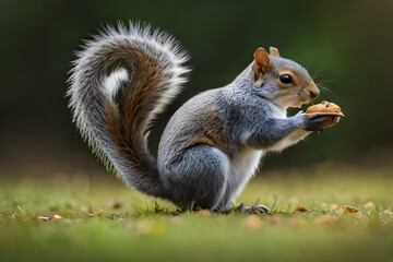 squirrel eating nut - obrazy, fototapety, plakaty