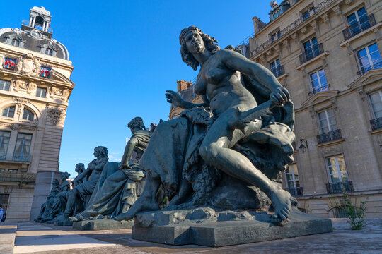 Statues dedicated to each continent in downtown Paris; Paris, France