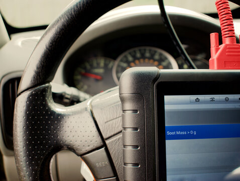 interior of a car whit a scanner
