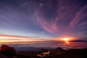 Stunning view of the 2022 eruption and lava flow of Mauna Loa Volcano, Big Island of Hawaii, USA
