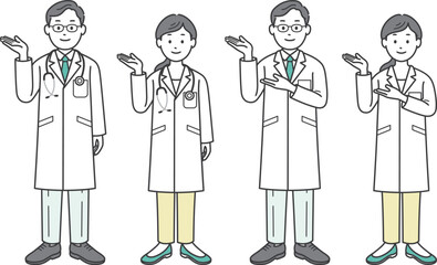 案内をする医師男女