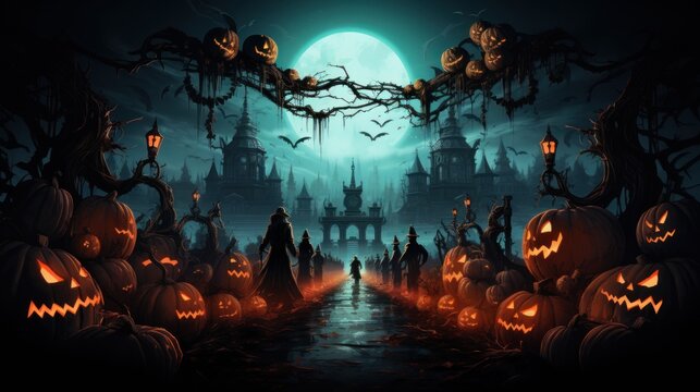 Halloween parade with floats, dancers, and performers dressed in elaborate and creative costumes.
